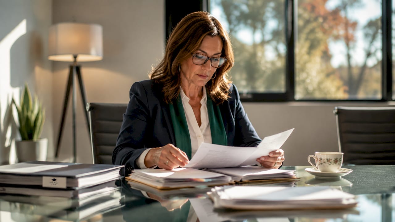 Admissions officer reviewing applications