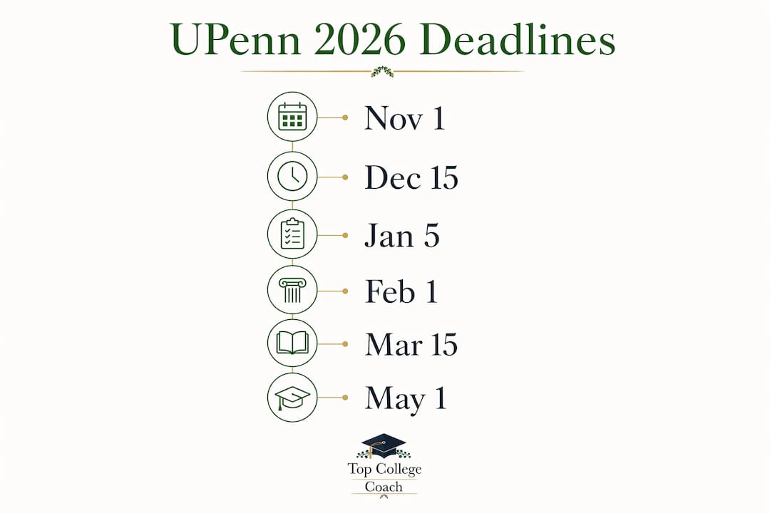Infographic illustrating UPenn key application deadlines timeline