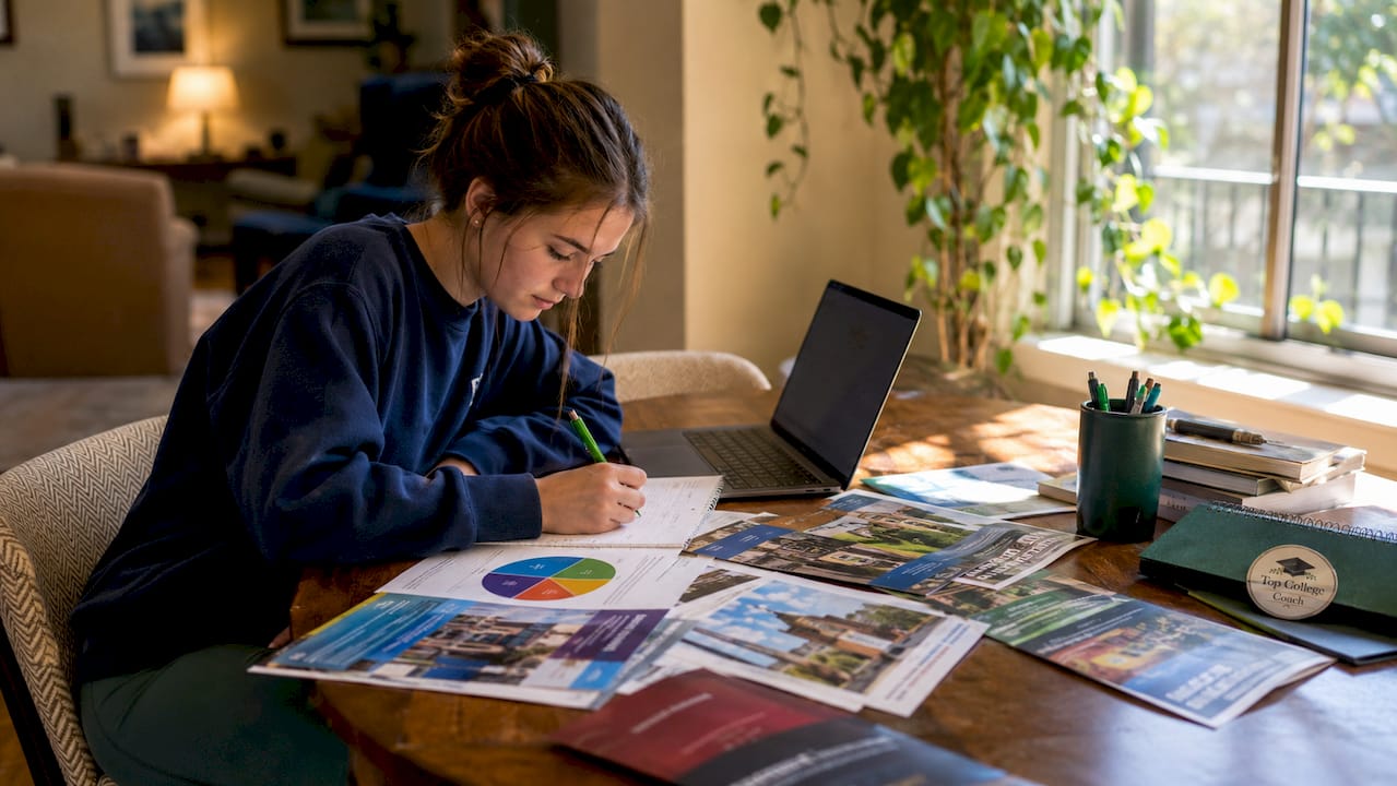 Student studying college acceptance rate documents