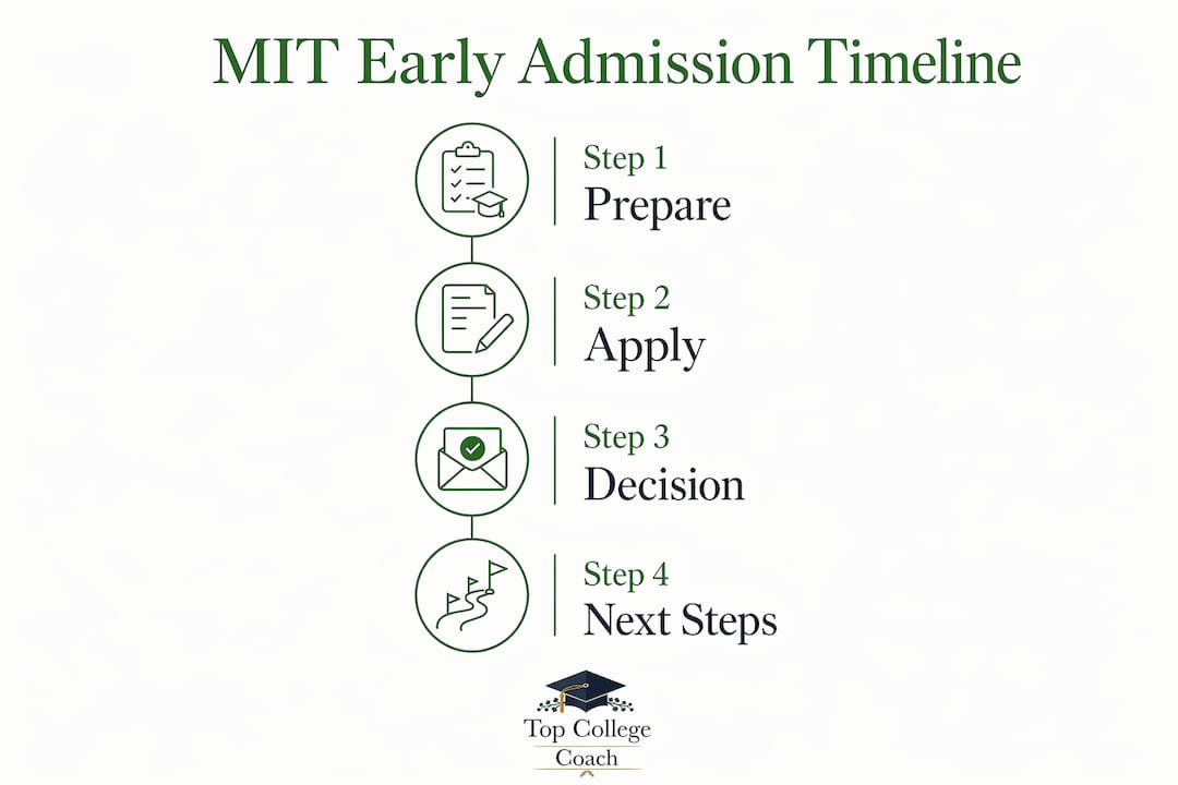 Infographic showing MIT Early Admission application timeline