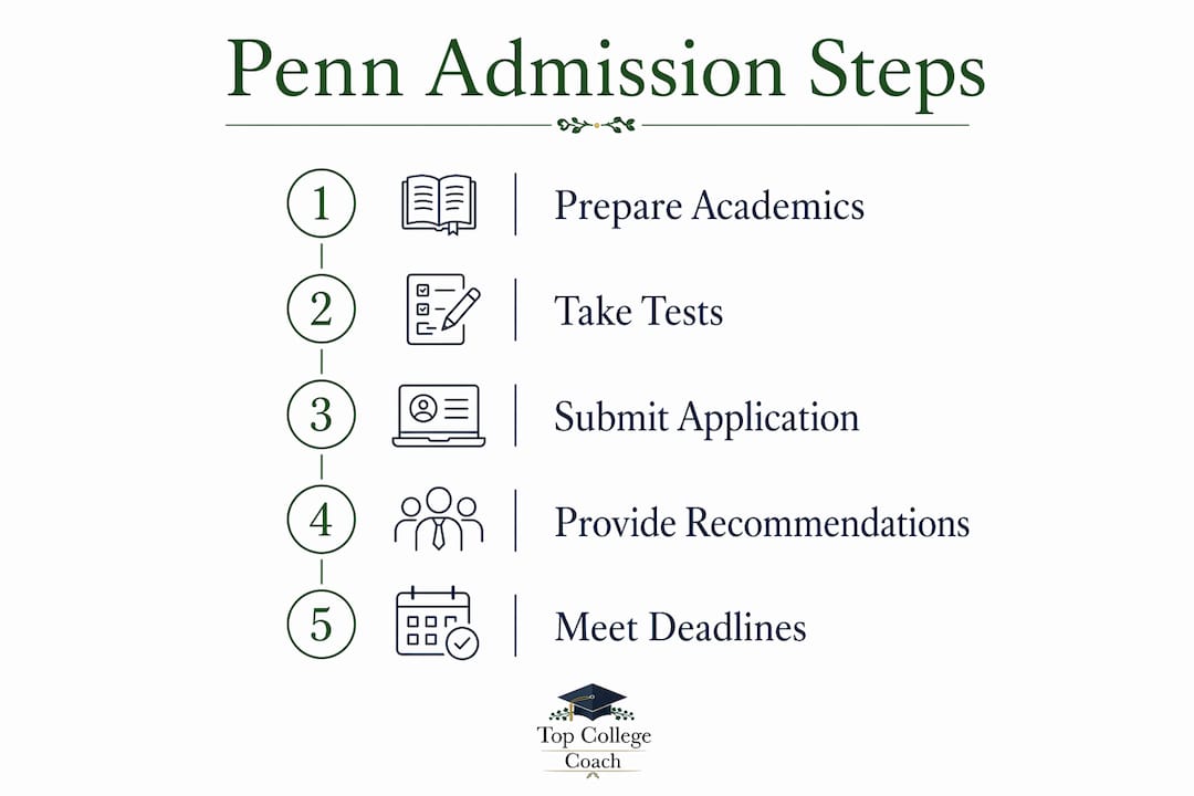 Infographic illustrating Penn admission process steps