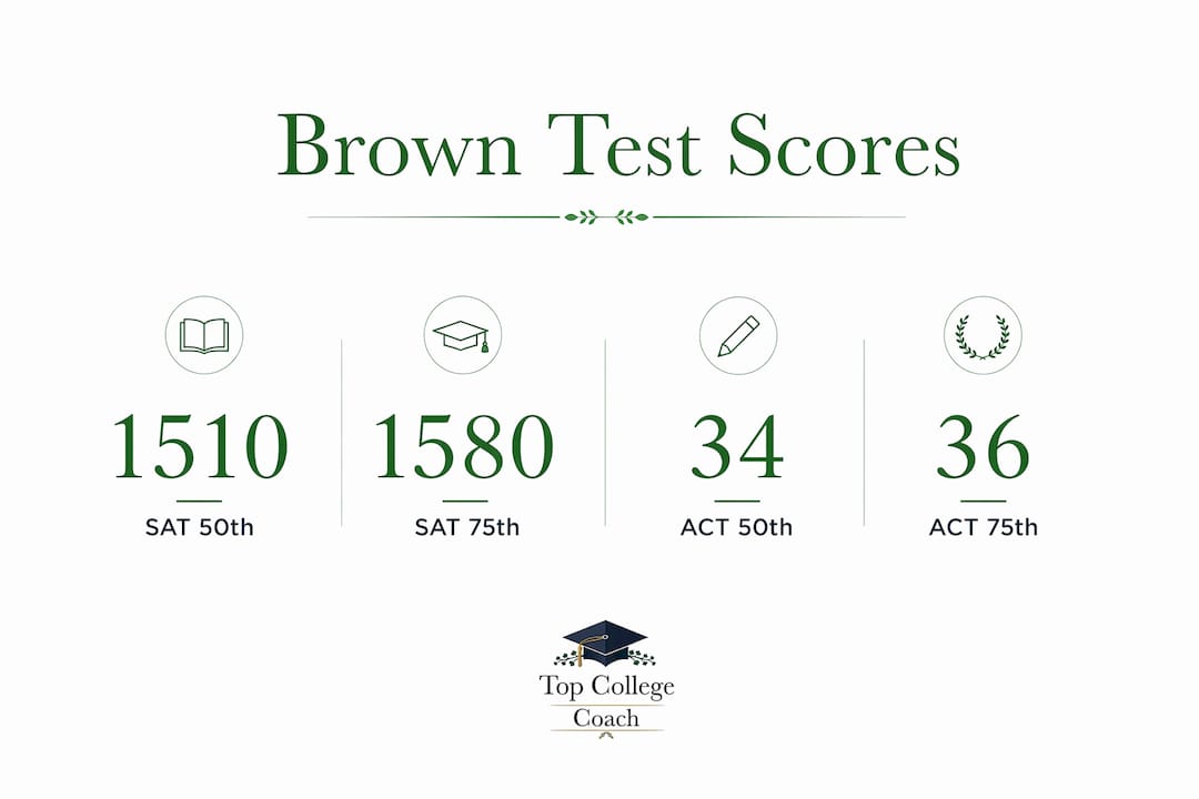 Infographic showing Brown's standardized test score percentiles