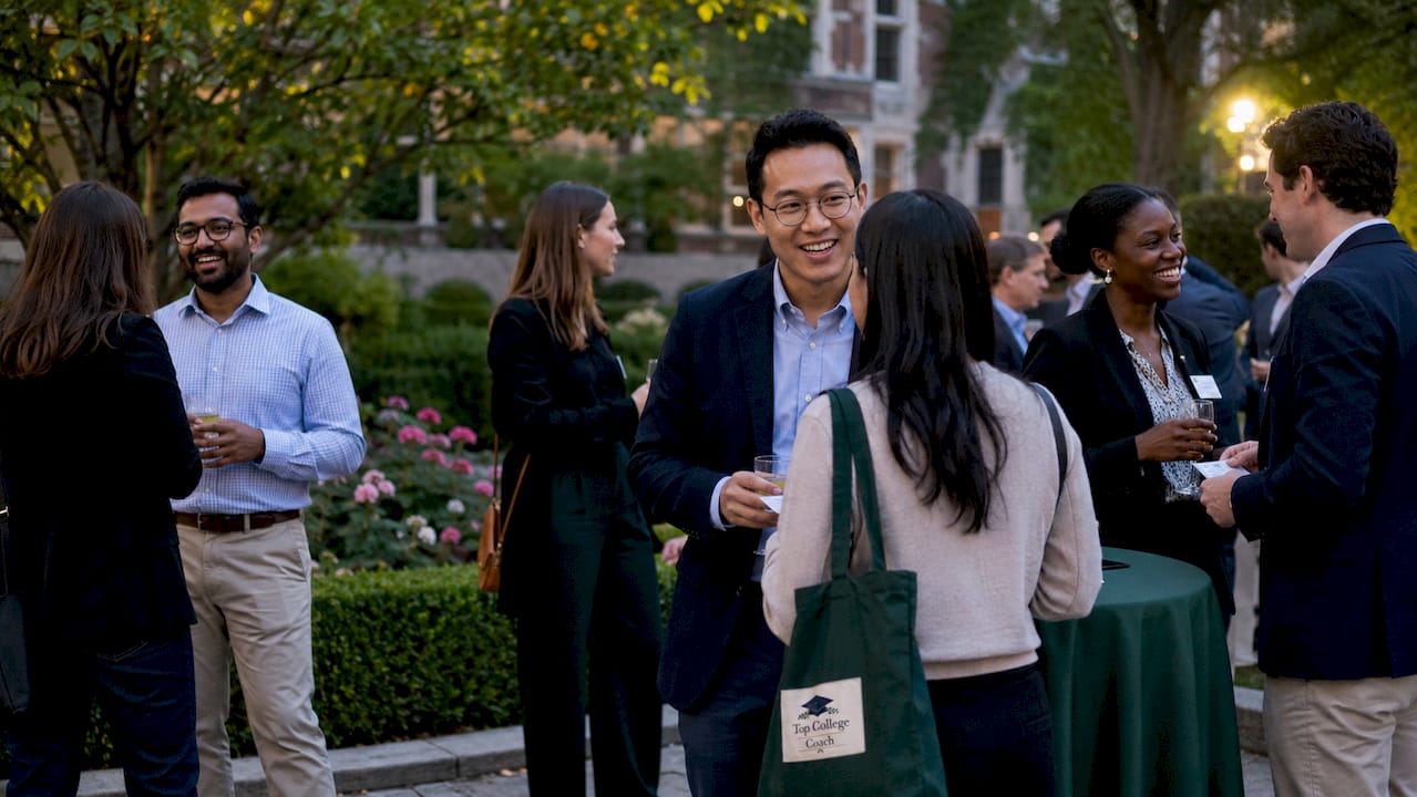 Diverse alumni networking at Ivy League event