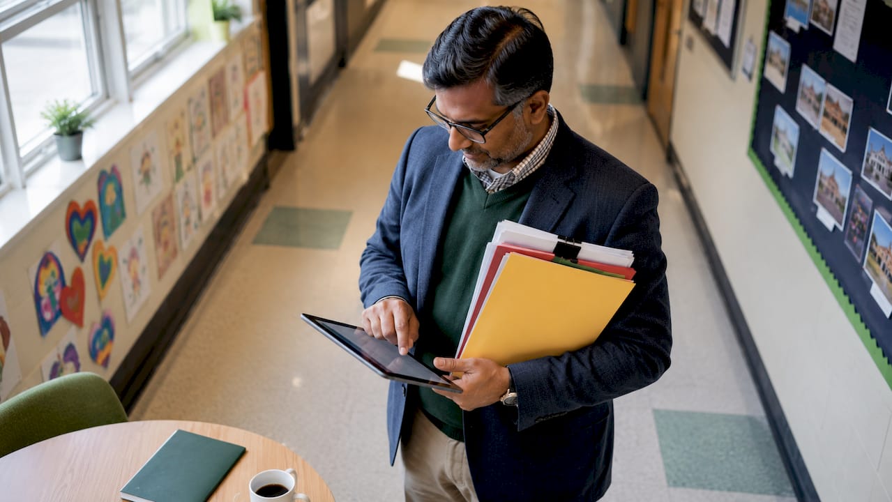 School counselor submitting student transcripts