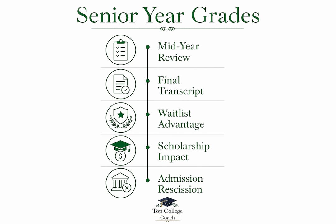 Infographic illustrating key senior year grade impacts