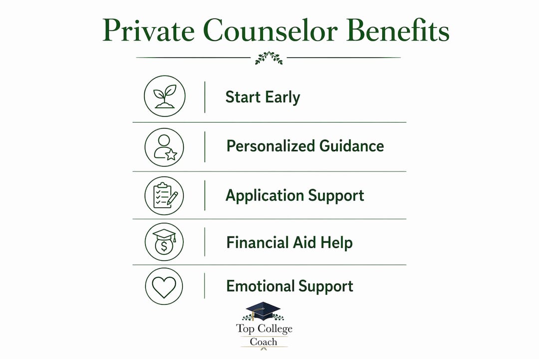 Infographic showing benefits of private college counselors