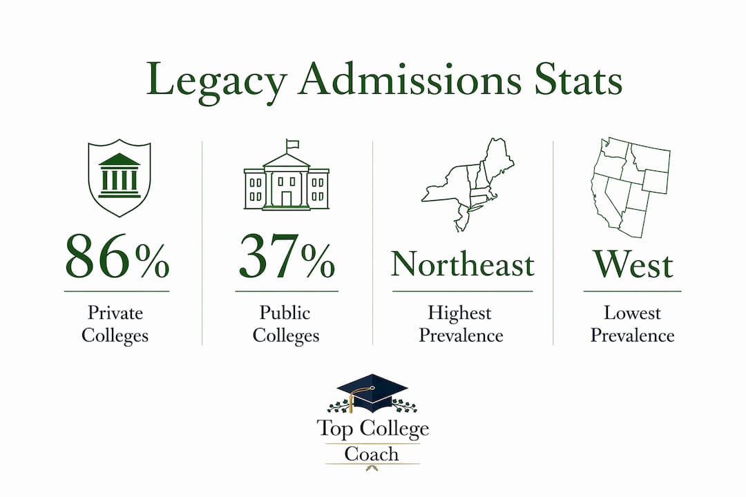 Infographic showing legacy admissions prevalence statistics
