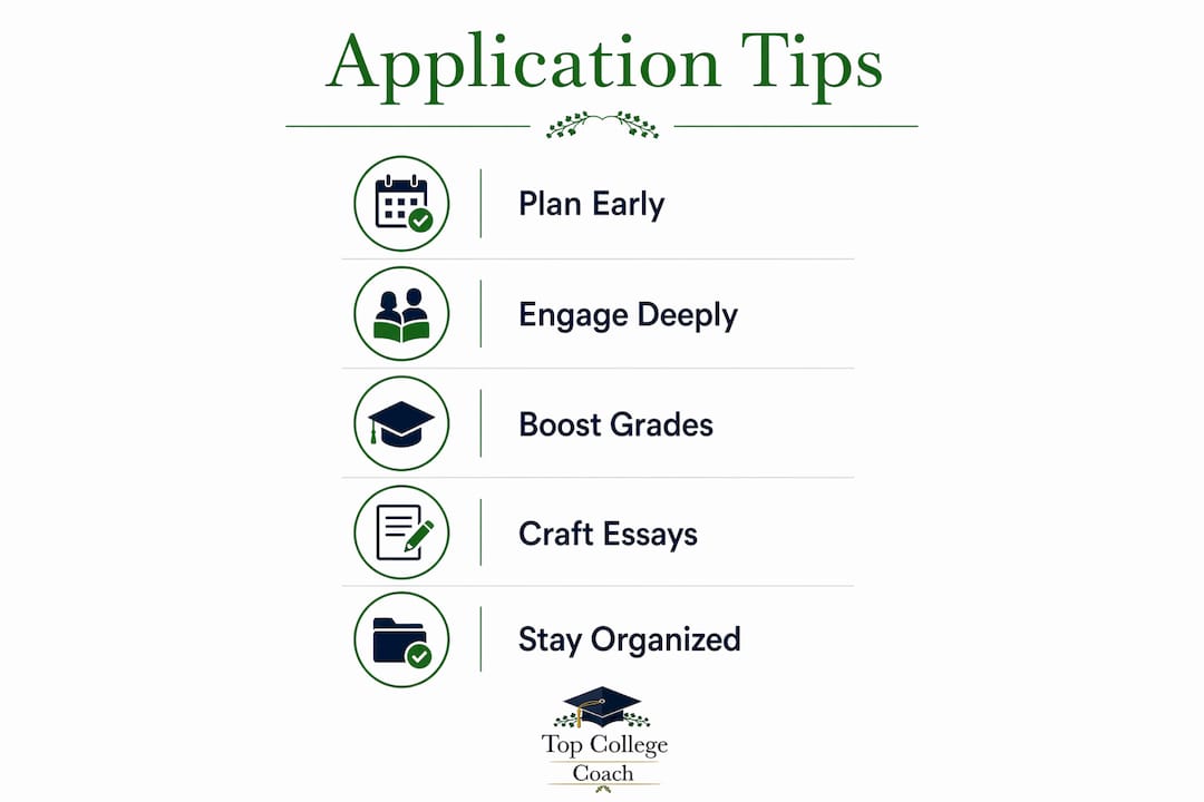 Infographic illustrating steps to improve college application