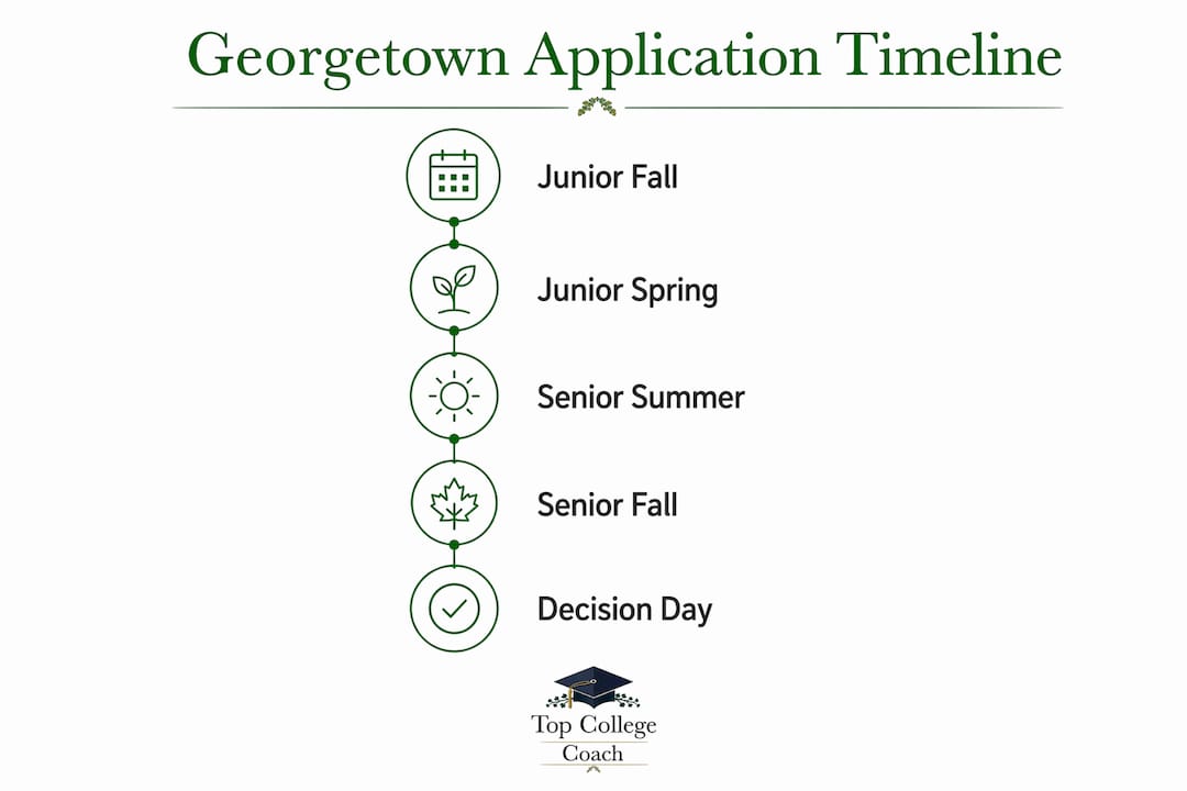 Infographic showing Georgetown application timeline steps