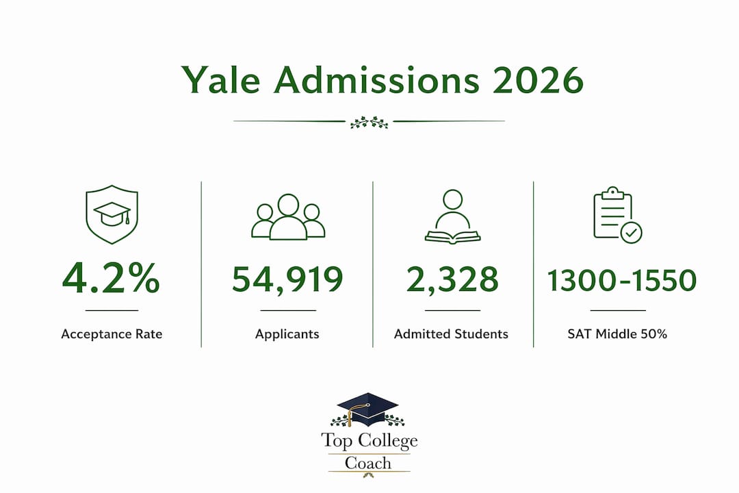 Infographic showing Yale admissions statistics 2026