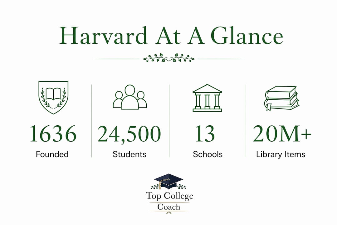 Infographic showing Harvard University key facts