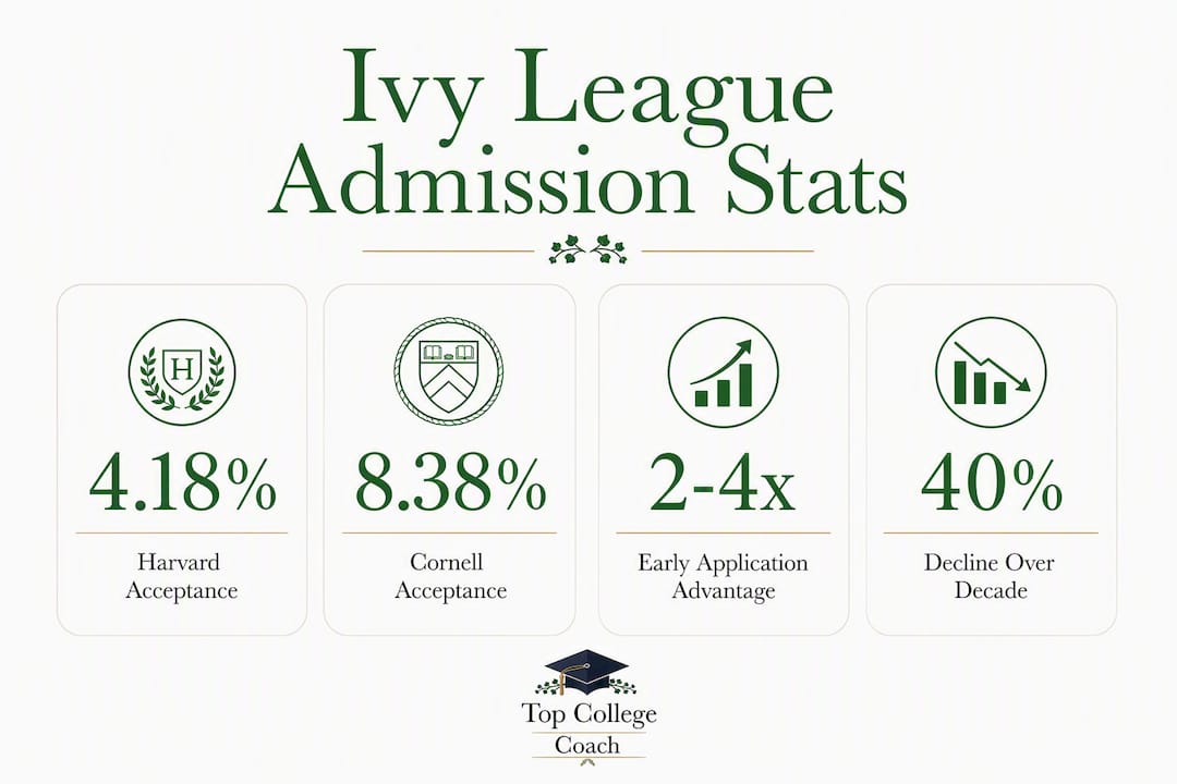 Infographic showing Ivy League admission statistics