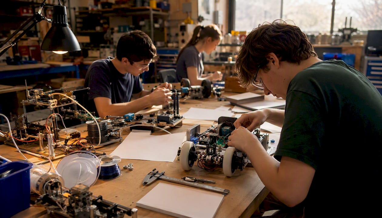Hands assembling engineering prototypes