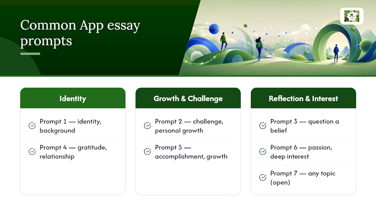 Comparison chart of Common App essay prompts