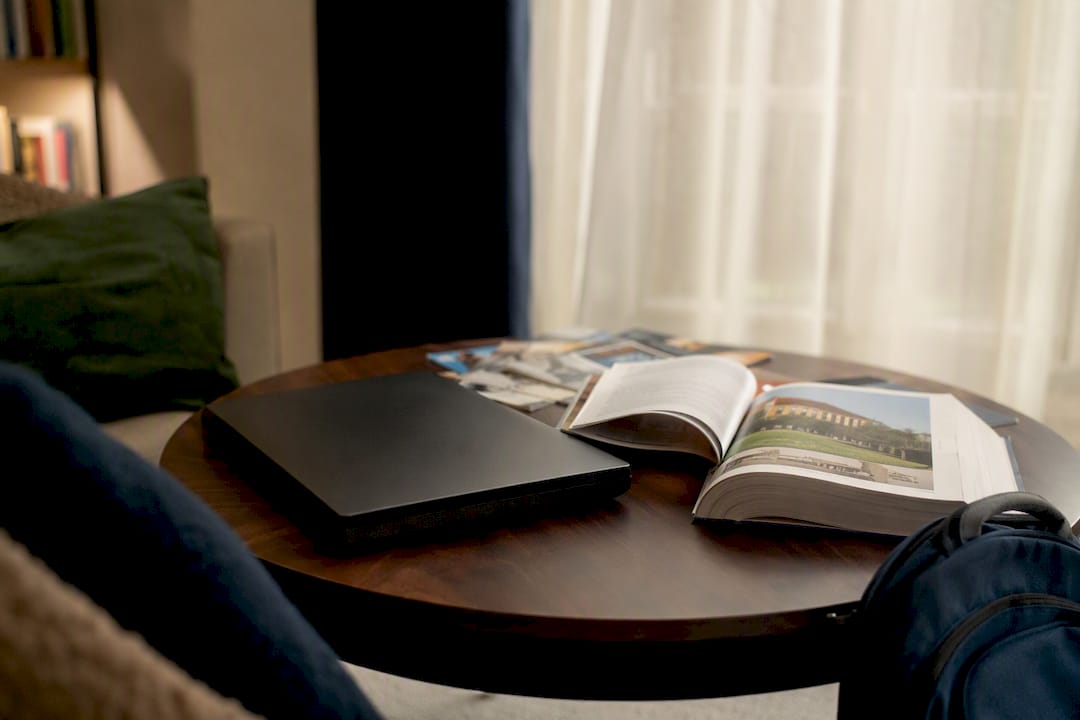 Student's college admissions study desk