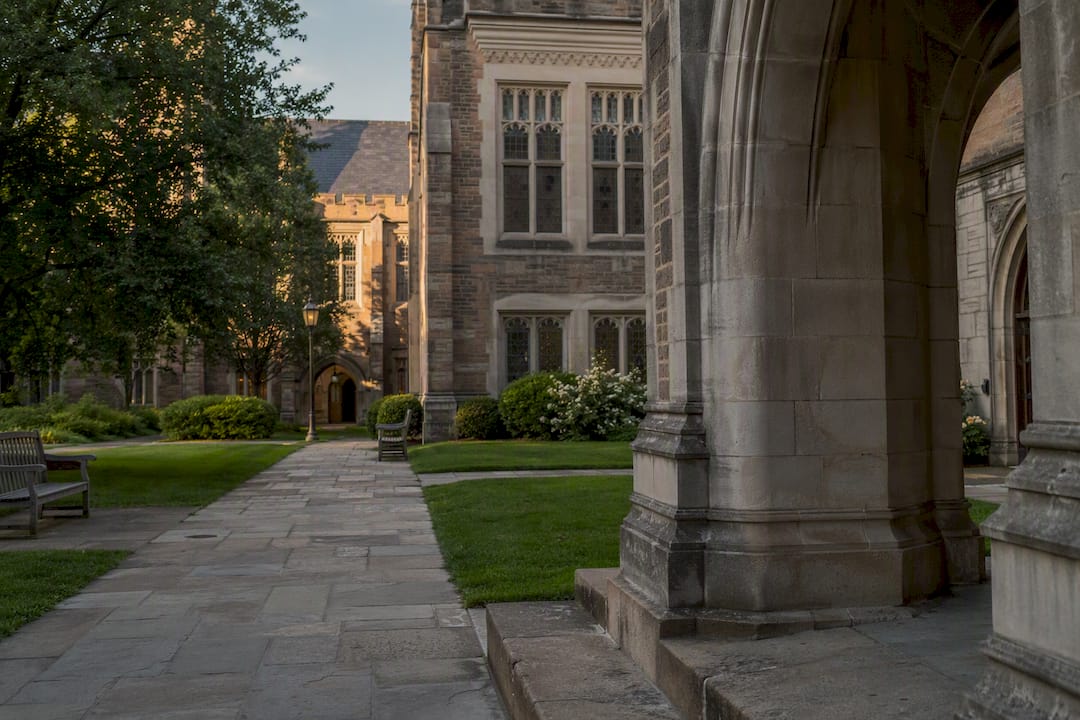 University campus courtyard and architecture