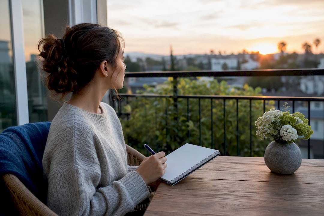 Student thoughtfully reflecting before writing essay