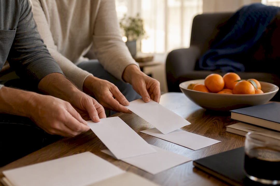 Hands sorting financial aid envelopes