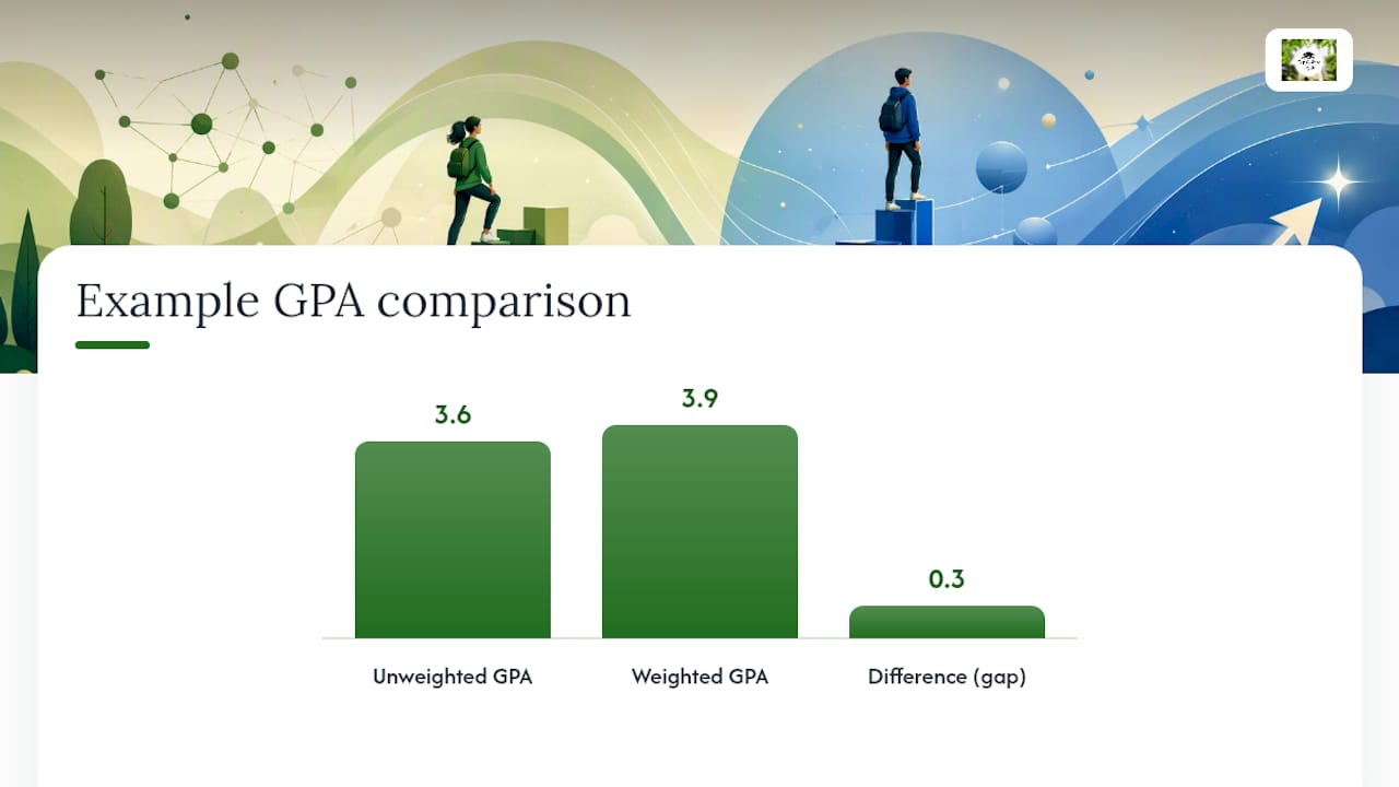 Diagram comparing weighted and unweighted GPA calculations