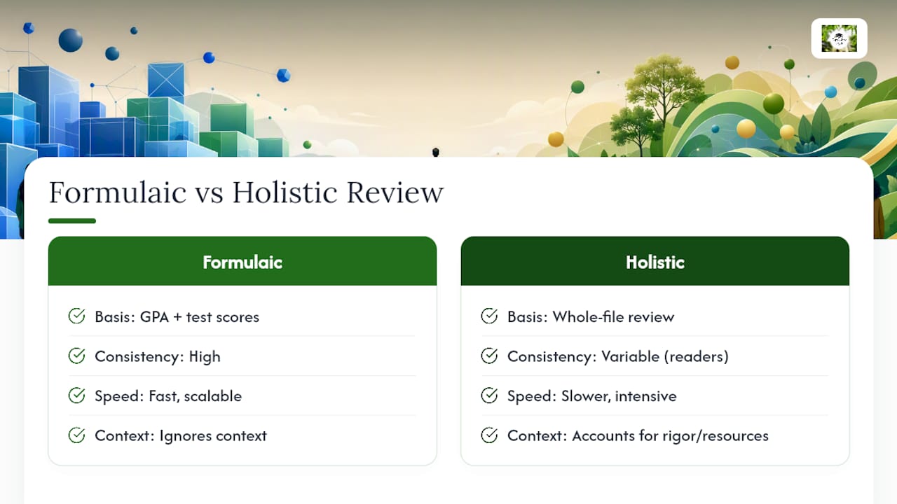 Holistic and formulaic admissions comparison