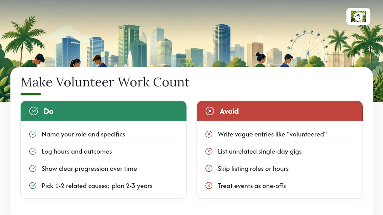 Turning Volunteer Work Into a Real College Application Asset — overview diagram
