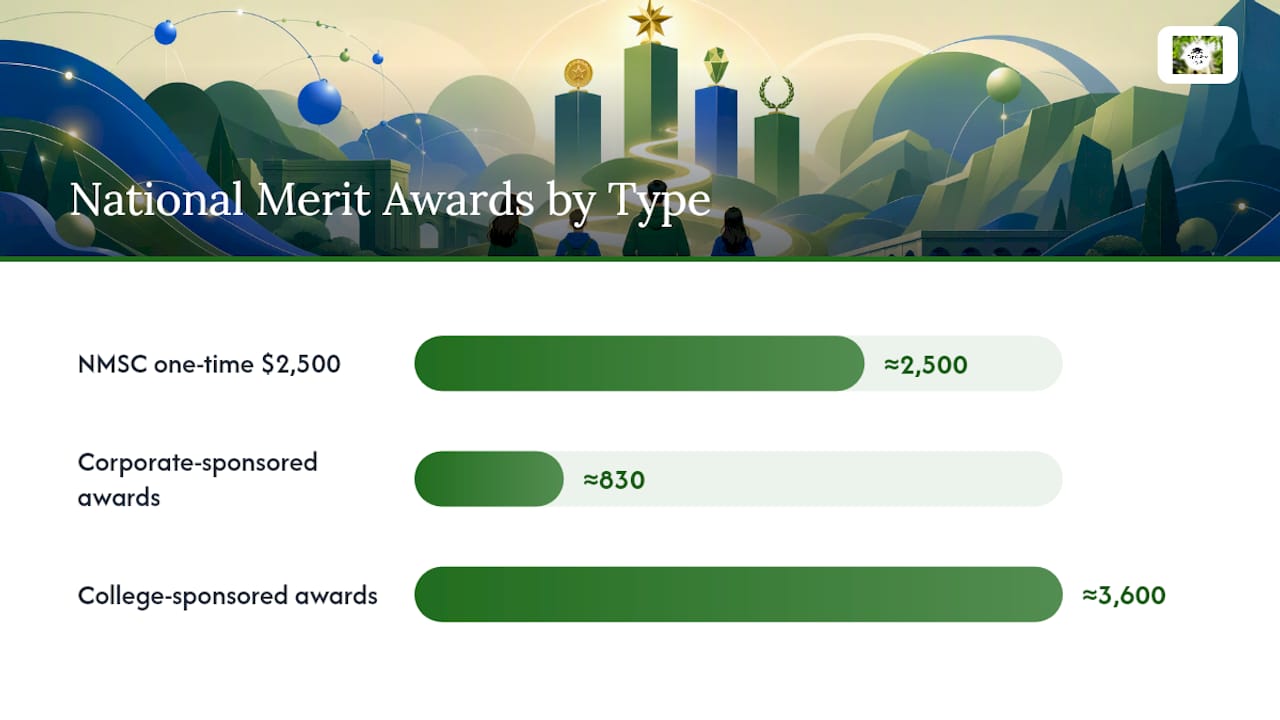 Three National Merit award categories and counts