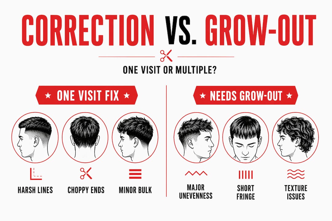 Infographic barber cut corrections one visit vs grow-out