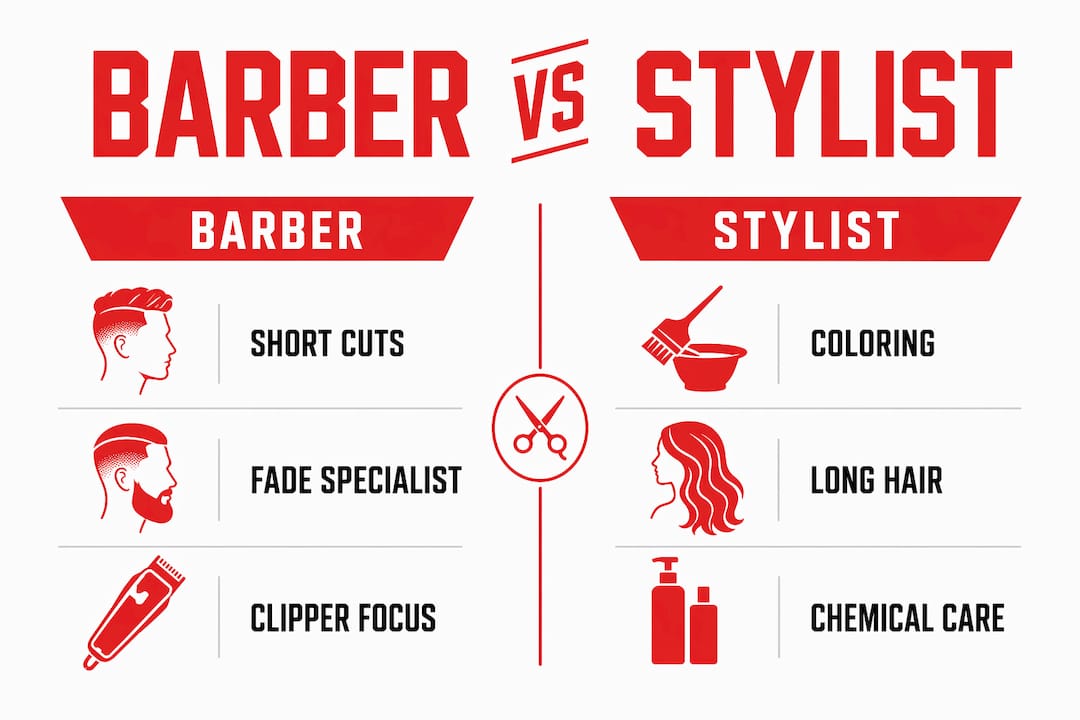 Infographic comparing barber and stylist services