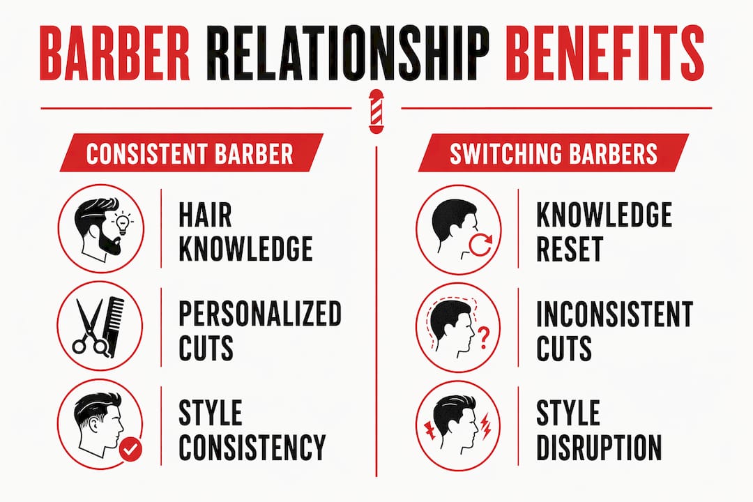 Infographic comparing consistent barbers vs switching