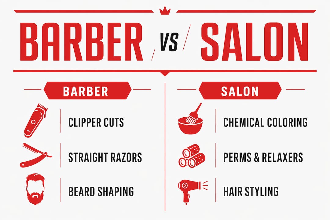Infographic comparing barber and salon services