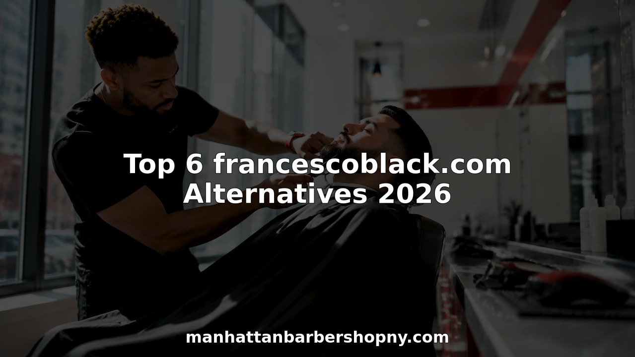 Barber cutting man's beard in Manhattan shop