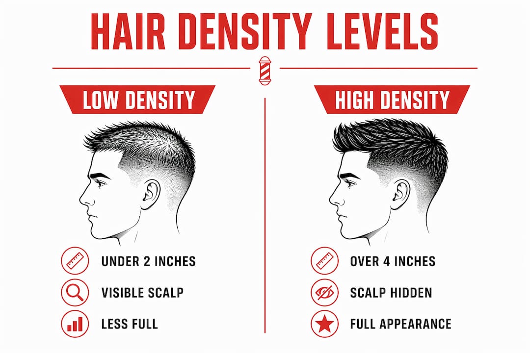 Infographic comparing hair density levels low vs high