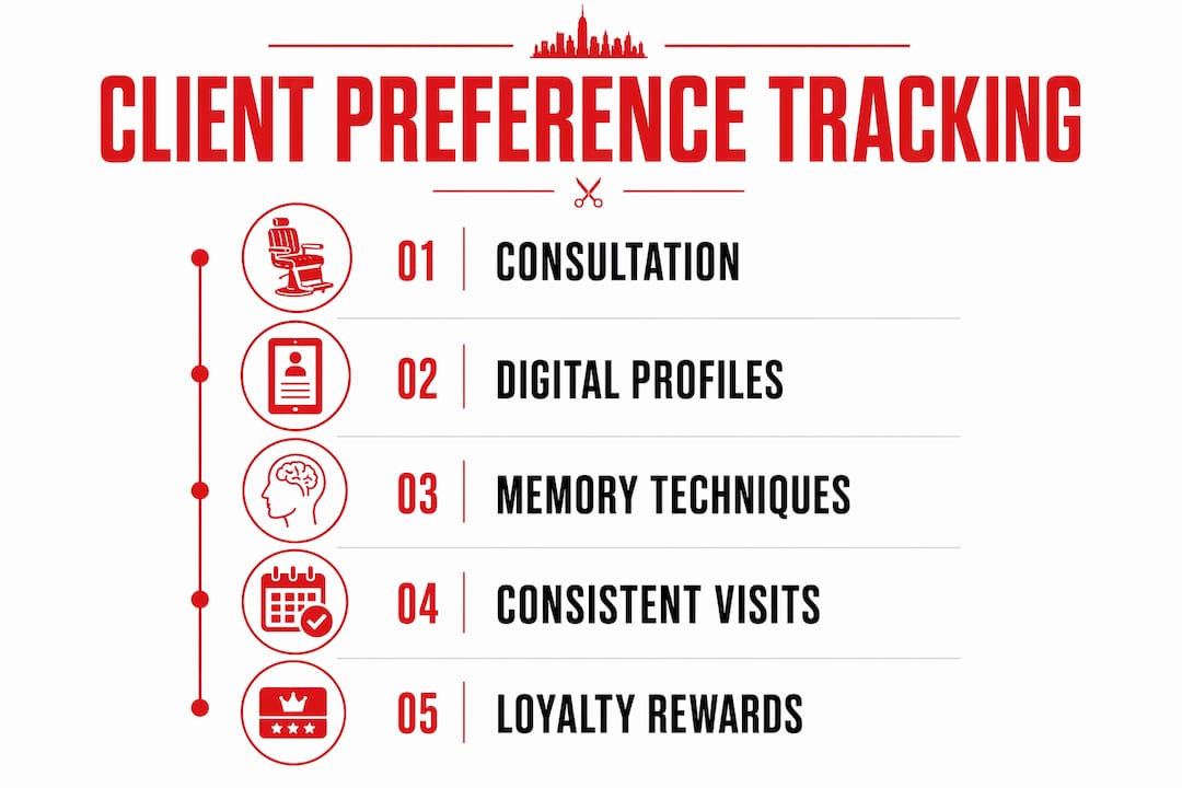 Infographic illustrating barber client preference steps