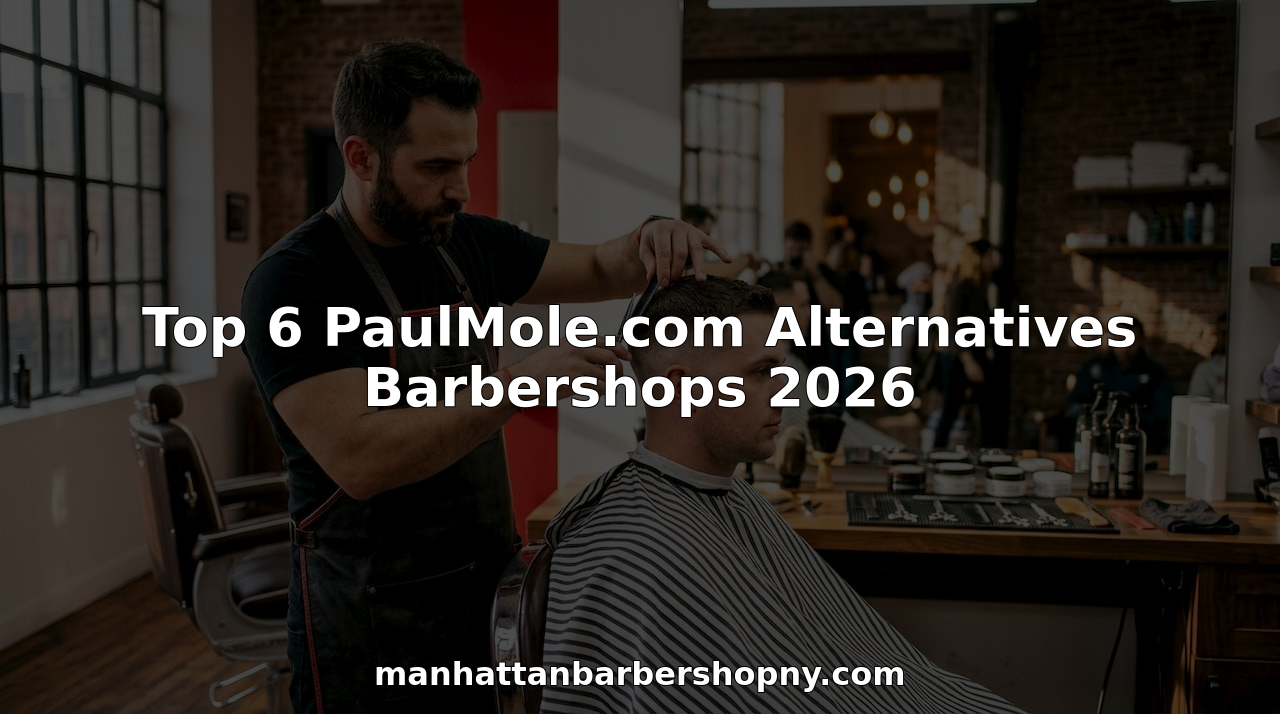 Barber trimming client's hair in classic barbershop