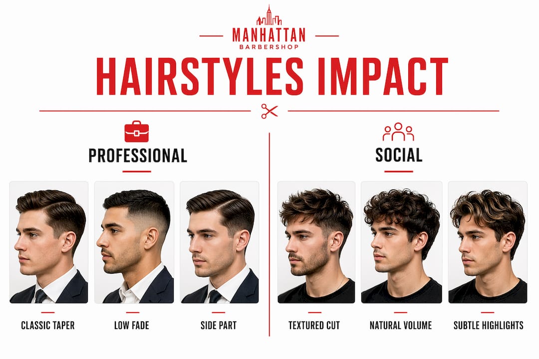 Infographic comparing professional and social hairstyle impacts
