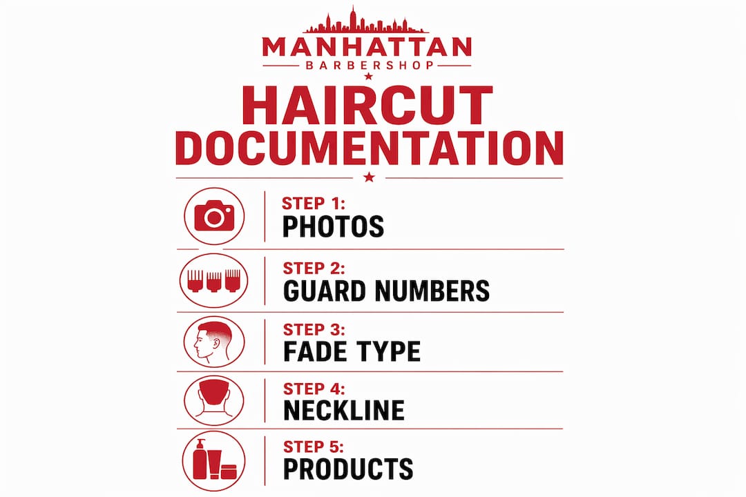 Infographic illustrating key steps for documenting haircut preferences