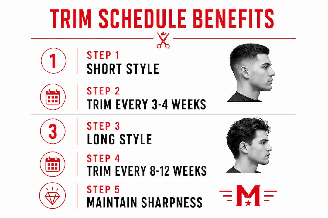 Infographic illustrating ideal trim schedule steps