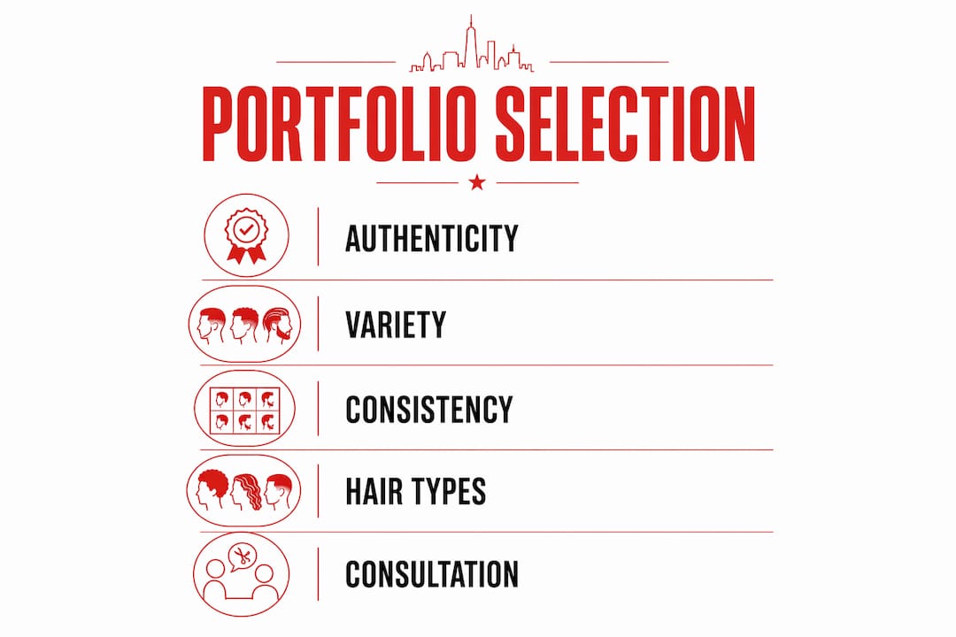 Infographic showing key steps to select barber portfolio