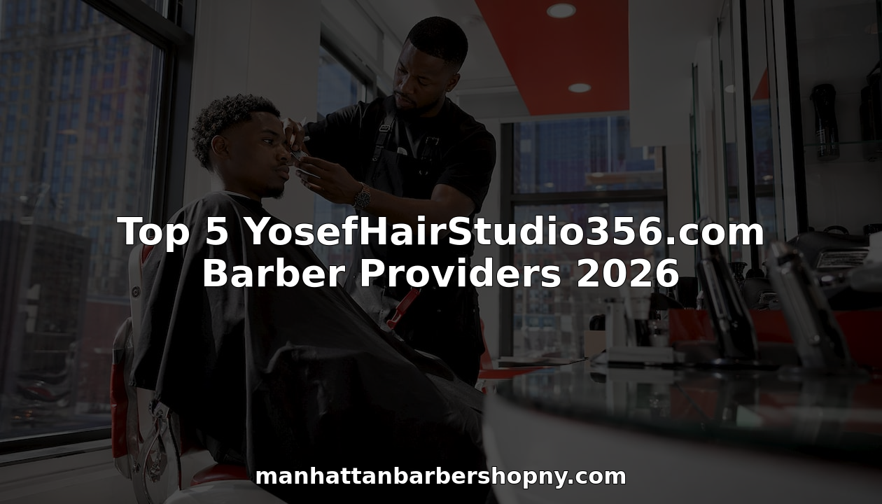 Man getting haircut in Manhattan barbershop
