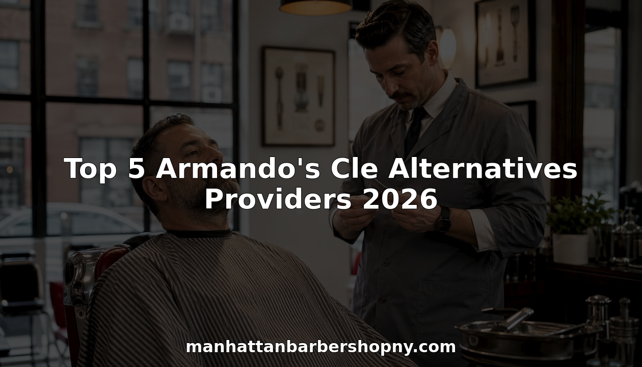 Man getting a beard trim in classic barbershop