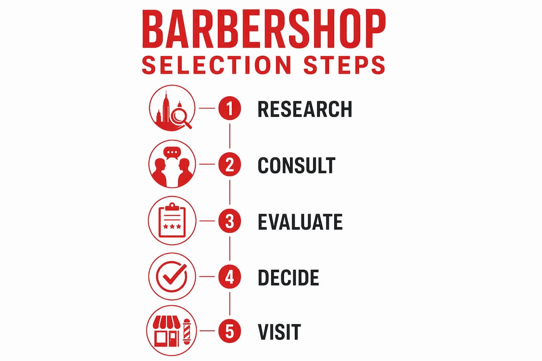 Infographic showing key barbershop selection steps