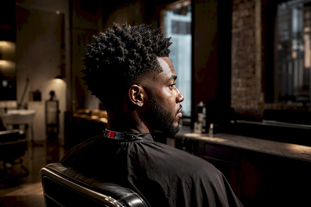 Man with freshly shaped natural textured hairstyle