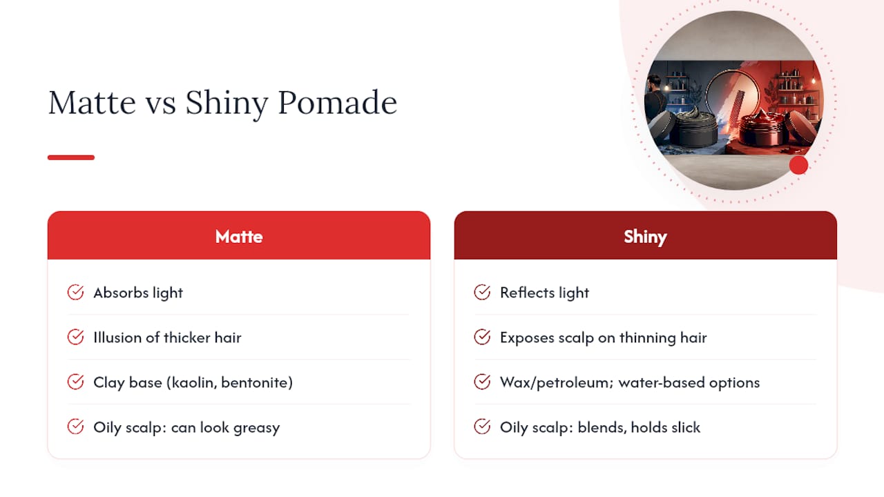Matte and shiny pomade comparison