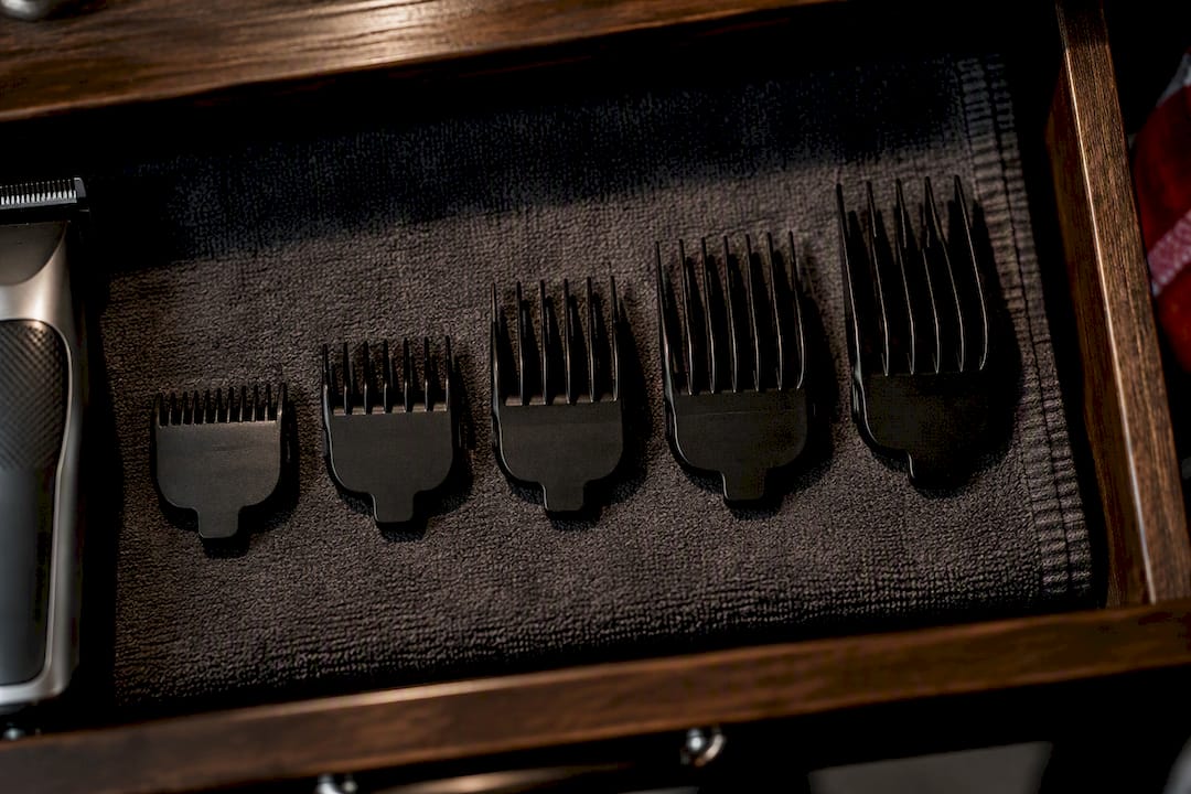 Trimmer guards arranged by beard length