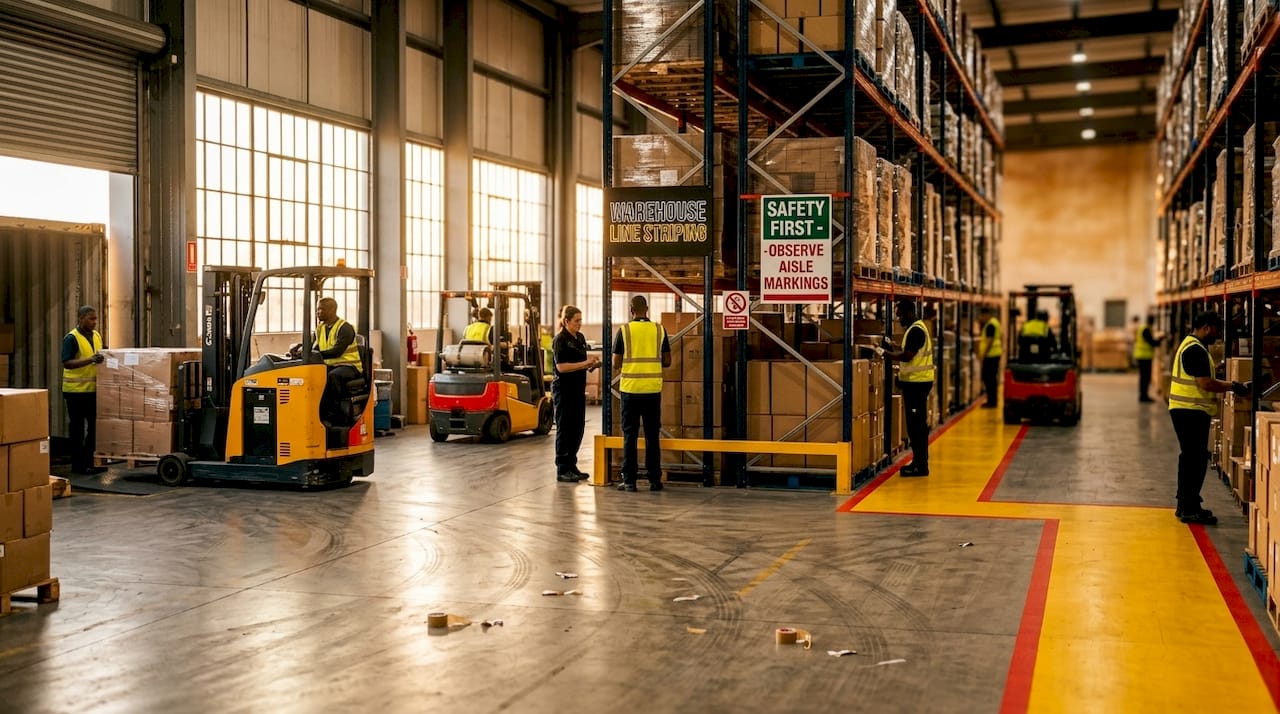 Warehouse straight-line layout from above