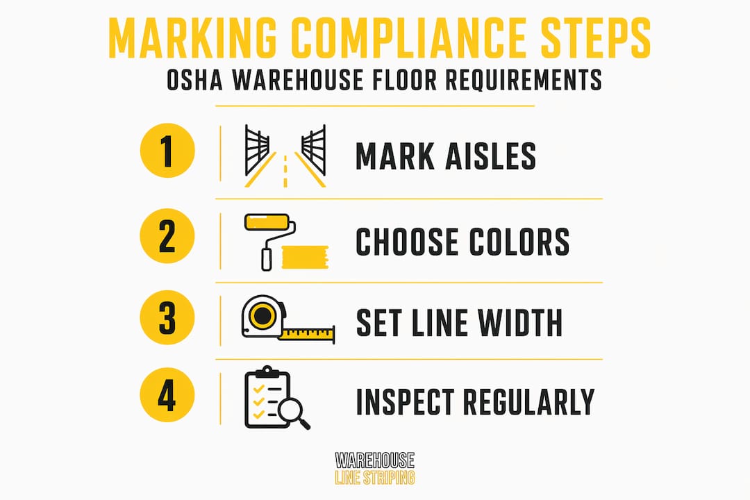 Infographic with OSHA floor marking compliance steps
