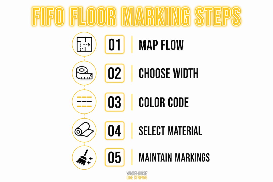 Infographic showing FIFO floor marking process steps