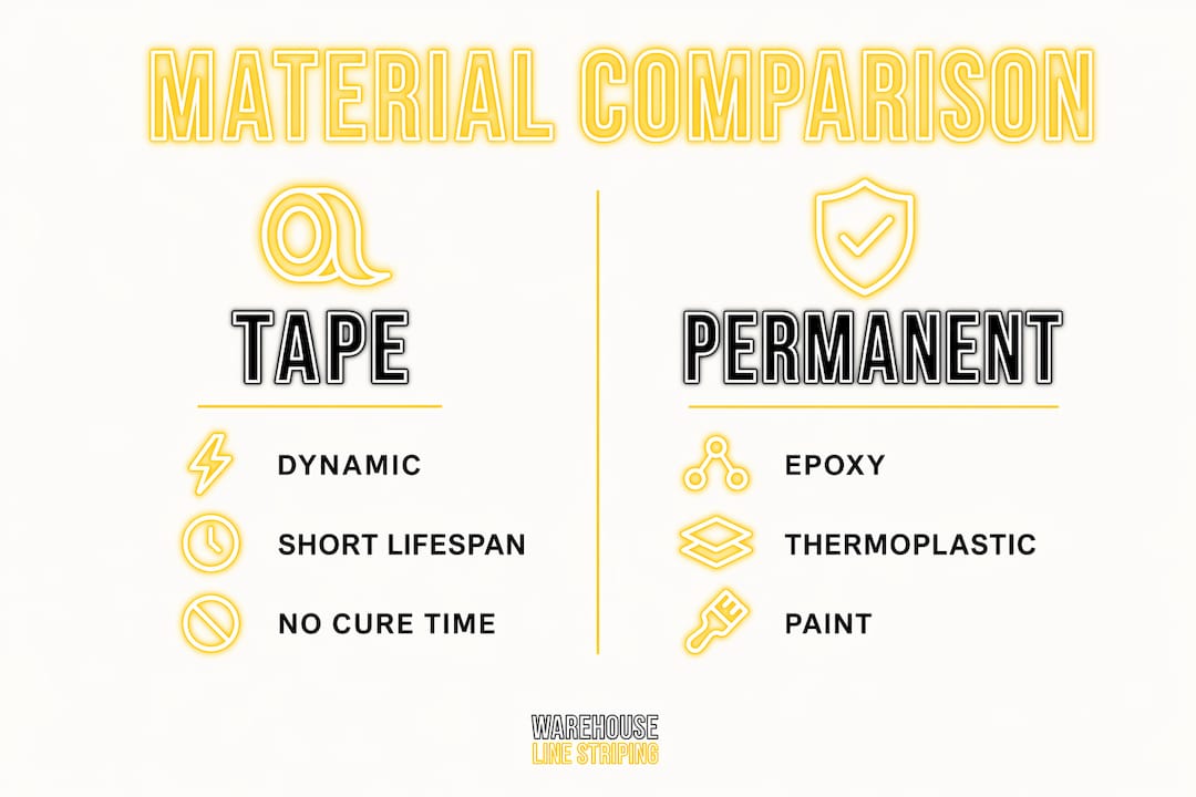 Infographic comparing floor marking materials