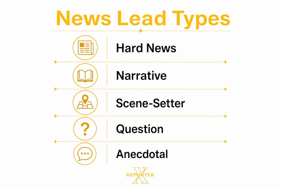 Infographic displaying types of news leads