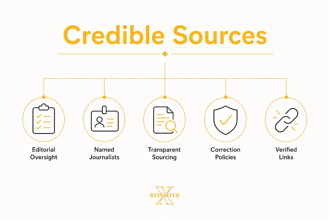 Infographic showing markers of credible news sources